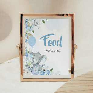 Blue Little Peanut Elephant Baby Shower Food Poster