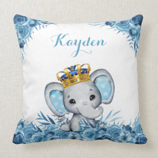 Blue Little Prince Floral Elephant Baby Cushion