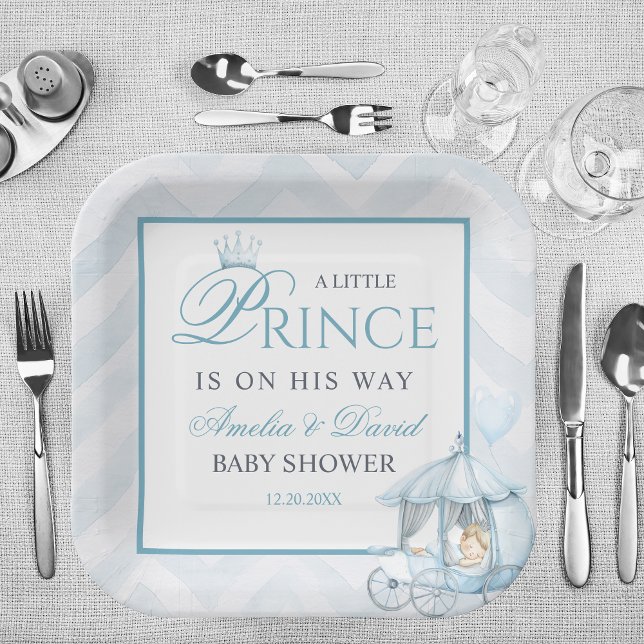Blue Little Prince Party Crown & Carriage Paper Plate (Creator Uploaded)