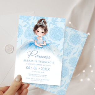 Blue Little Princess Royal Birthday Girl Invitation