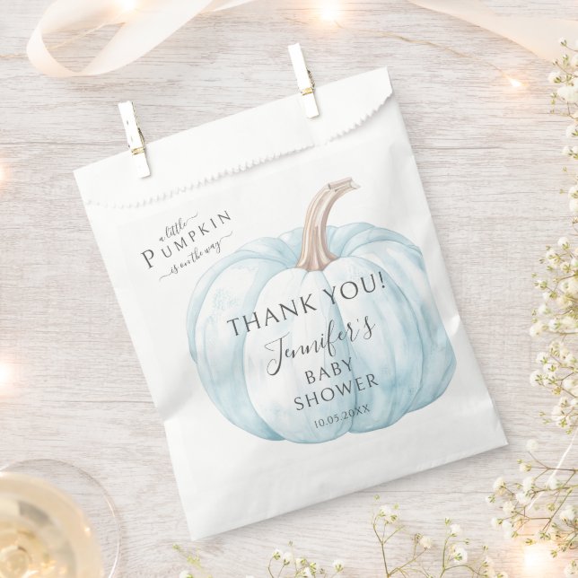 Blue Little Pumpkin Autumn Fall Baby Boy Shower Favour Bag (Clipped)