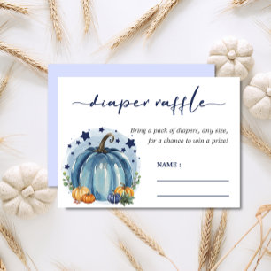 Blue Little Pumpkin Baby Boy Shower Diaper Raffle Enclosure Card