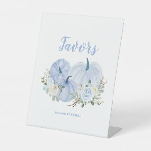 Blue Little Pumpkin Baby Shower Favour Pedestal Sign