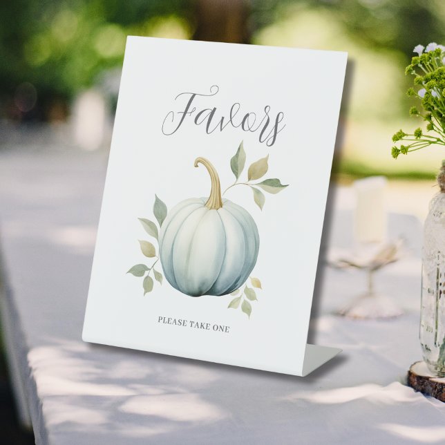 Blue Little Pumpkin Baby Shower Favour  Pedestal Sign (Creator Uploaded)