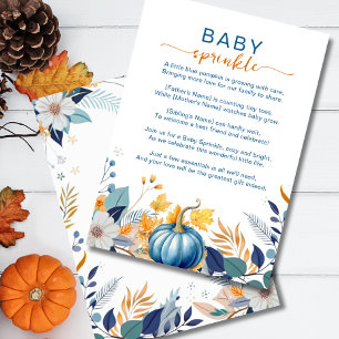 Blue little pumpkin baby sprinkle invitation
