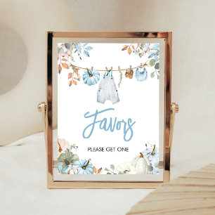 Blue Little Pumpkin Fall Autumn Favours Sign