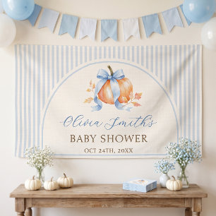 Blue Little Pumpkin Fall Baby Shower Banner