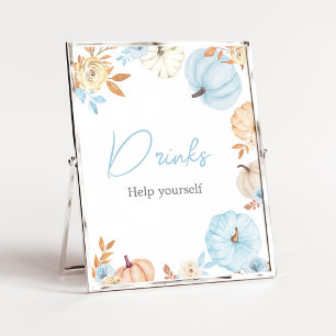 Blue Little Pumpkin Fall Drink Sign