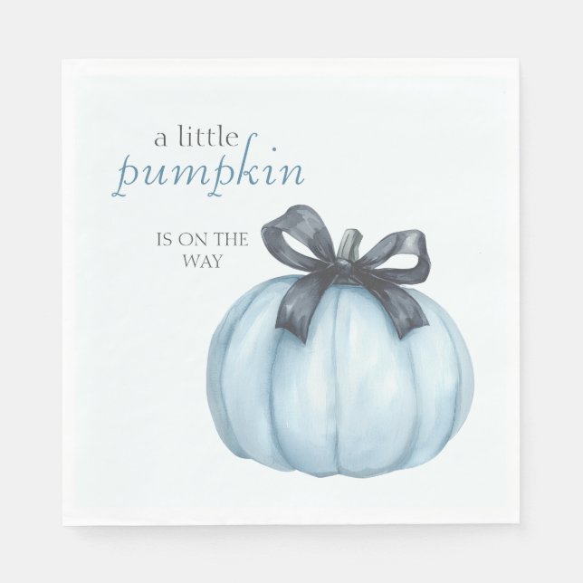 Blue Little Pumpkin Polka Dots Baby Shower Napkin (Front)