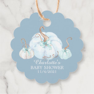 Blue Little Pumpkin Thank You Baby Shower Favour Favour Tags