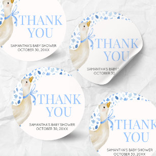 Blue Little Silly Goose Baby Shower Classic Round Sticker