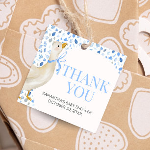 Blue Little Silly Goose Baby Shower Square Favour Tags