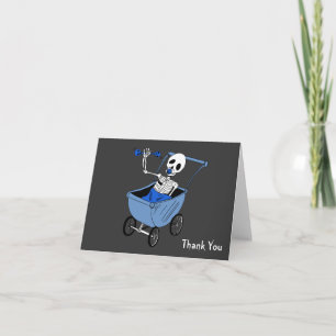 Blue Little Skeleton Baby Shower Thank You Notes
