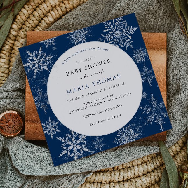 Blue Little Snowflake Baby Shower Invitation (Creator Uploaded)