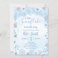 Blue Little Snowflake On The Way Baby Shower