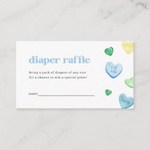 Blue Little Sweetheart Baby Shower Diaper Raffle  Business Card