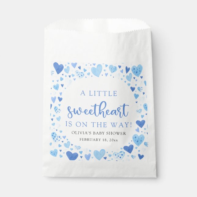 Blue Little Sweetheart Valentine's Day Baby Shower Favour Bag (Front)