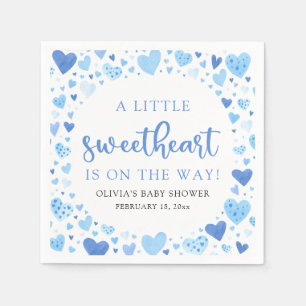Blue Little Sweetheart Valentine's Day Baby Shower Napkin