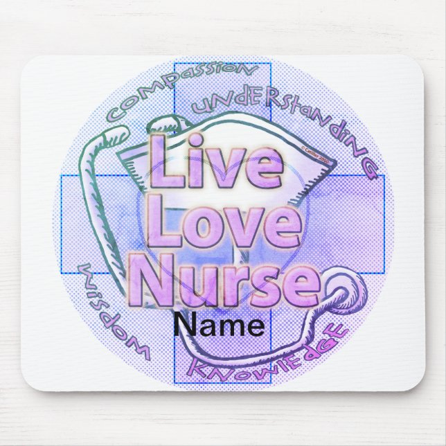 Blue live love nurse  mouse pad (Front)