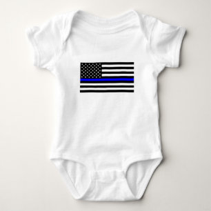Blue Lives Matter - US Flag Police Thin Blue Line Baby Bodysuit