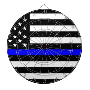 Blue Lives Matter - US Flag Police Thin Blue Line Dartboard