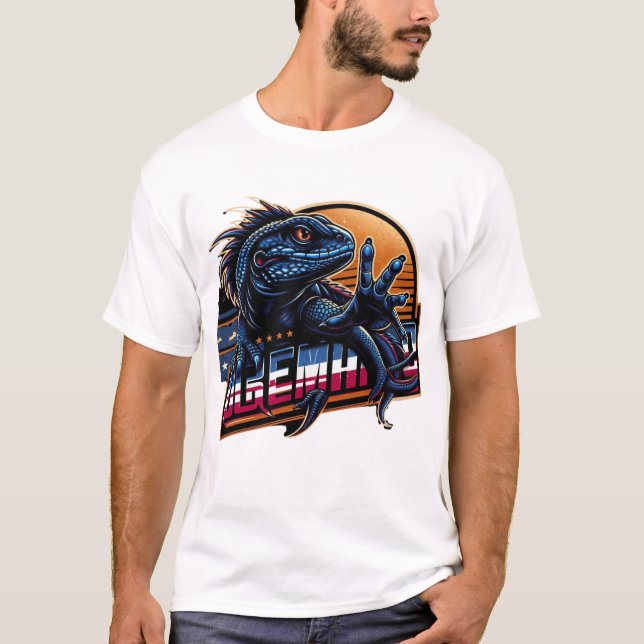 Blue Lizard, American Lizard Design, Lizard Art T-Shirt (Front)