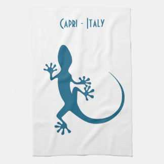 Blue lizard, geko - Faraglioni, Capri, Italy Tea Towel