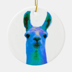 Blue Llama Graphic Ceramic Tree Decoration