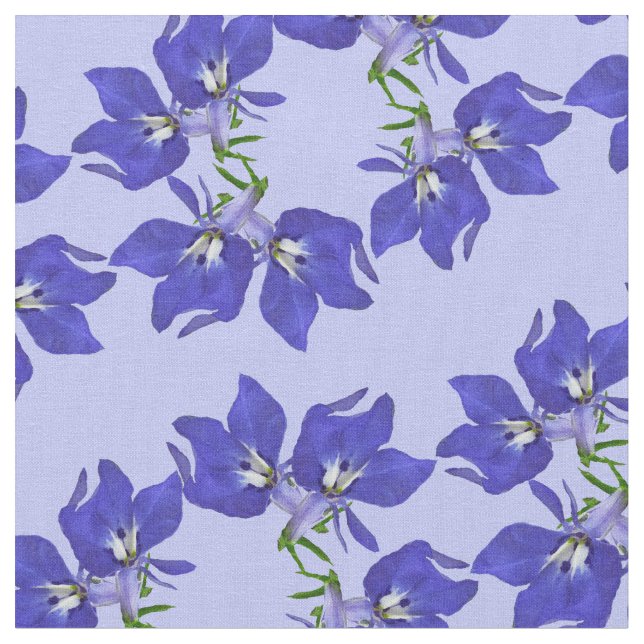 Blue Lobelia Flower Fabric (Close Up)