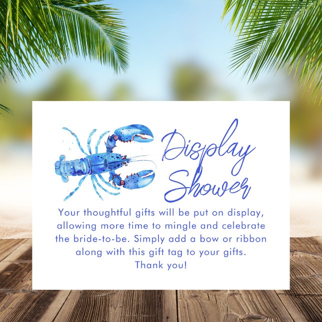 Blue Lobster Beach Display Shower Bridal Shower Enclosure Card (Creator Uploaded)