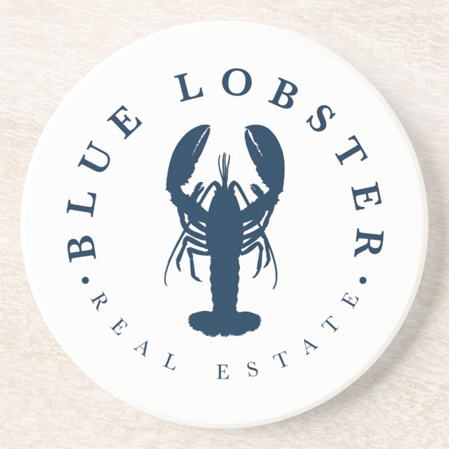 Blue Lobster Real Estate Maine Sandstone Coaster (Front)