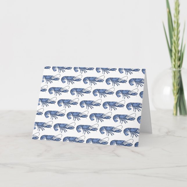Blue Lobster Retro Vintage Image Note Card (Front)