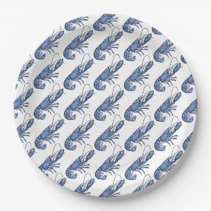 Blue Lobster Retro Vintage Image Paper Plate