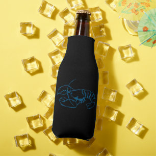 Blue Lobster Sea Animal Simple Outline Drawing Art Bottle Cooler