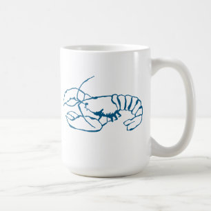 Blue Lobster Sea Animal Simple Outline Drawing Art Coffee Mug