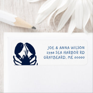 Blue Lobster White Return Address Labels