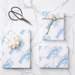 Blue Lobster Wrapping Paper Sheet