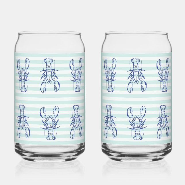  Blue Lobsters Can Glass (Front)