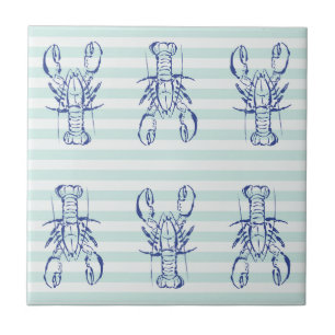 Blue Lobsters Ceramic Tile