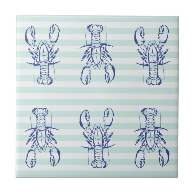 Blue Lobsters Ceramic Tile (Front)