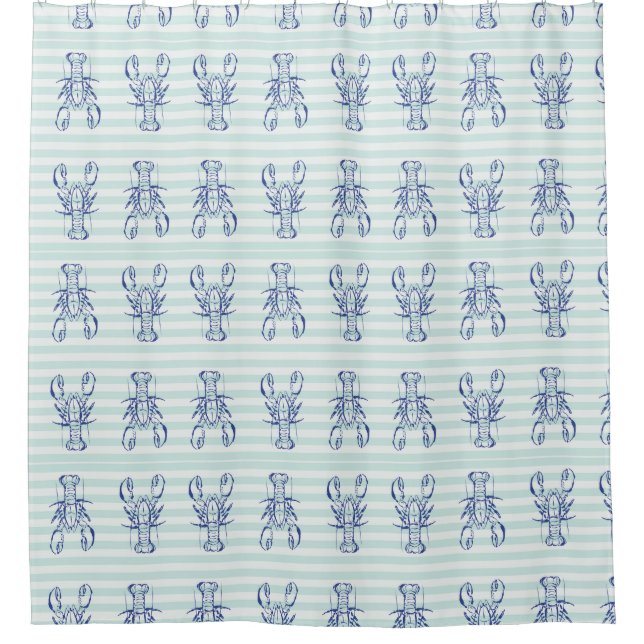 Blue Lobsters Shower Curtain (Front)