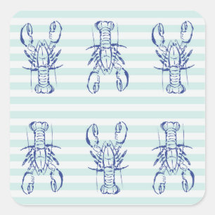 Blue Lobsters Square Sticker