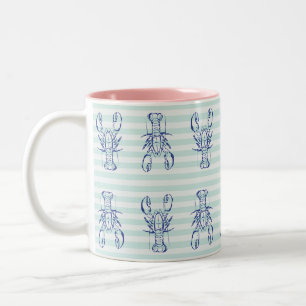Blue Lobsters Two-Tone Coffee Mug