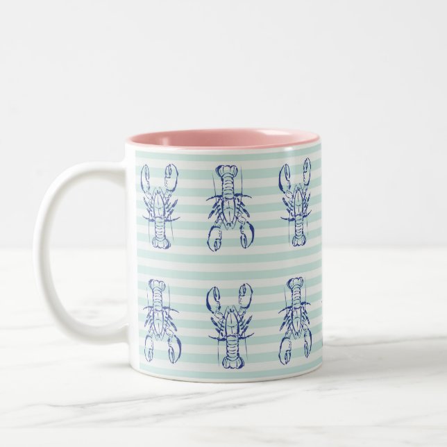 Blue Lobsters Two-Tone Coffee Mug (Left)