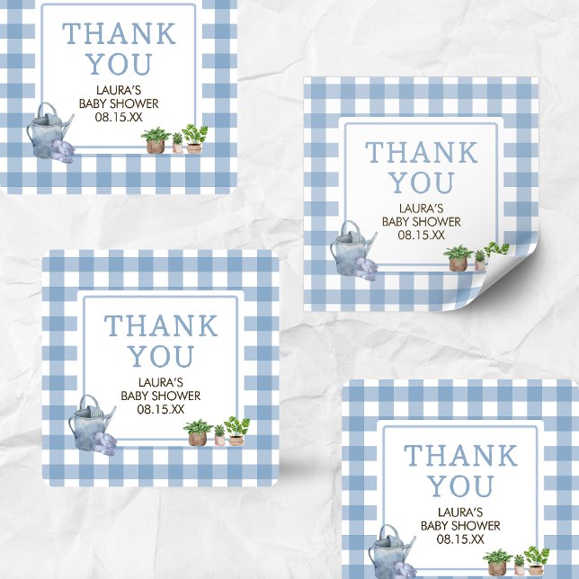 Blue Locally Grown Farmers Market Baby Shower Square Sticker (Blue Farmers Market Locally Grown Baby Shower Square Sticker)