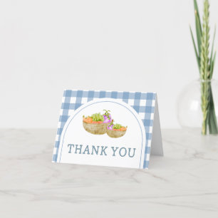 Blue Locally Grown Farmers Market Baby Shower Thank You Card