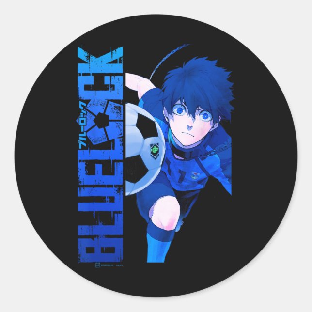 Blue Lock Blue Soccer Ball Split Panels  Classic Round Sticker (Front)