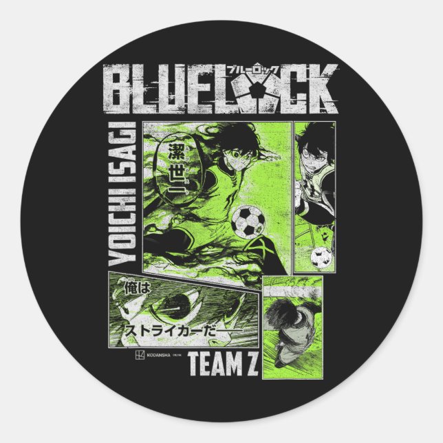 Blue Lock Yoichi Isagi Split Soccer Panels  Classic Round Sticker (Front)