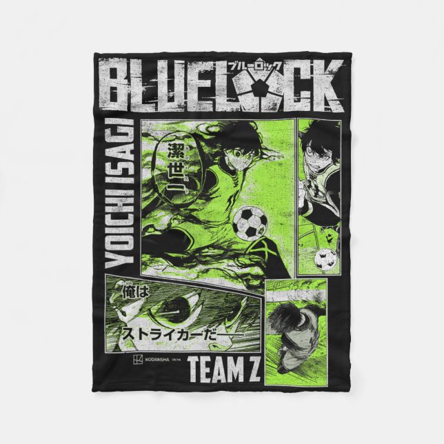 Blue Lock Yoichi Isagi Split Soccer Panels  Fleece Blanket (Front)