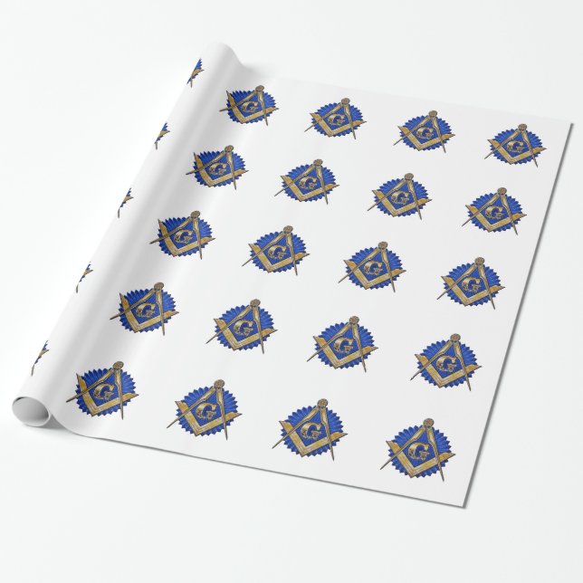 Blue Lodge Mason Wrapping Paper (Unrolled)